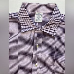 Brooks Brothers Dress Shirt 17-34 Purple Plaid Long Sleeve